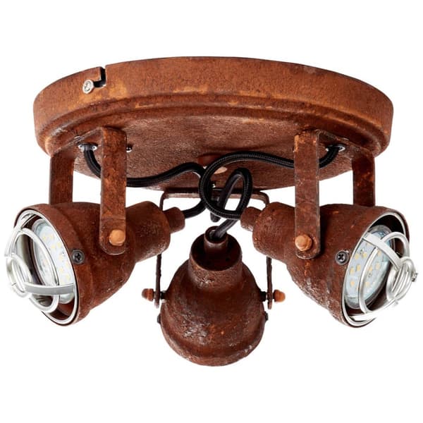 BRILLIANT lampa Bente rund spotlight 3-flammar rostfärgad | 3x PAR51, GU10, 4W, lämplig för reflektorlampor (ingår inte) | Skala A ++ till E | Svängba