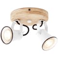 Miniatyrbillede 5 af 11: BRILLIANT lampe Seed rund spotlight 2-flammer hvid / lyst træ | 2x PAR51, GU10, 5W, egnet til reflektorlamper (medfølger ikke) | Skala A ++ til E | Dr
