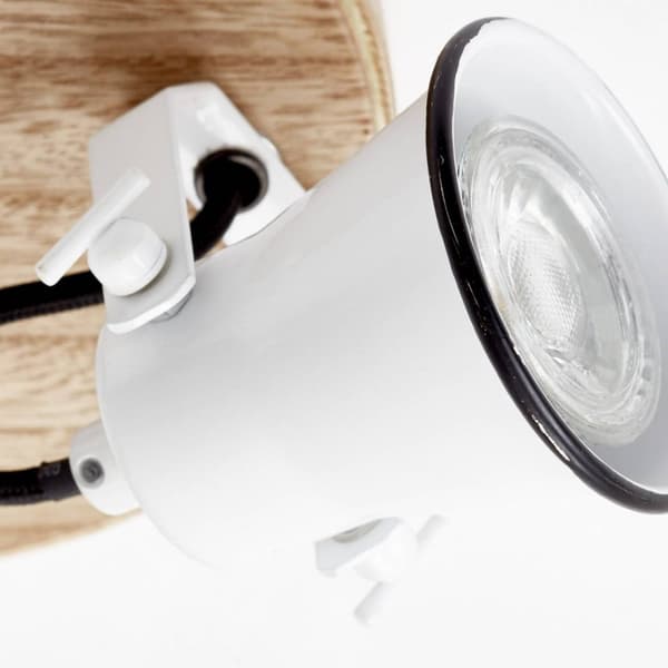 BRILLIANT lampa Seed round spotlight 3-flames white / light wood | 3x PAR51, GU10, 5W, lämplig för reflektorlampor (ingår ej) | Skala A ++ till E | Sv