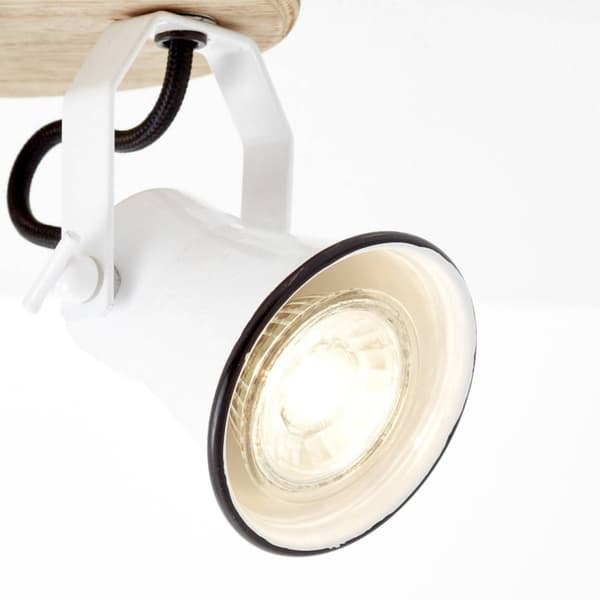 BRILLIANT lampa Seed round spotlight 3-flames white / light wood | 3x PAR51, GU10, 5W, lämplig för reflektorlampor (ingår ej) | Skala A ++ till E | Sv