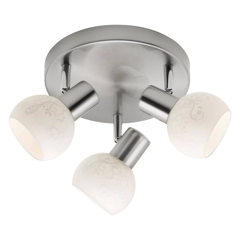 BRILLIANT lampa Bona rund spotlight 3-flammar järn / vit | 3x D45, E14, 40W, lämplig för dropplampor (ingår ej) | Skala A ++ till E | Svängbara huvude