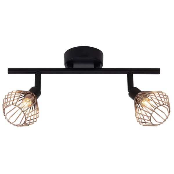 BRILLIANT lampa Dalma spotrör 2-flammar svart / koppar | 2x QT14, G9, 33W, lämplig för stiftlampor (ingår ej) | Skala A ++ till E | Svängbara huvuden