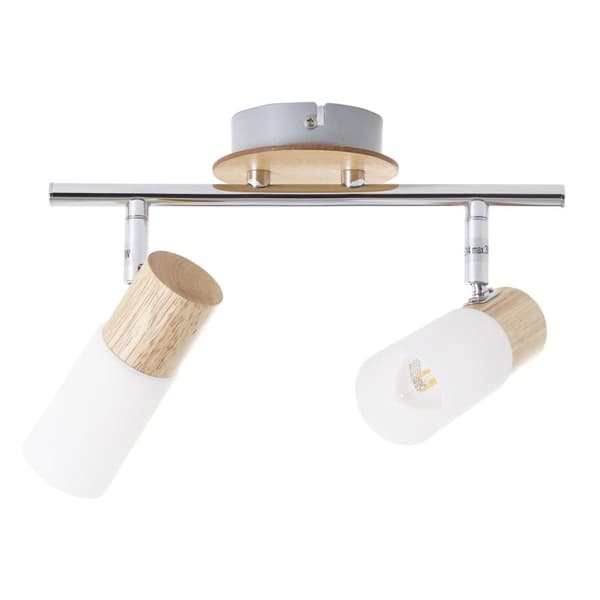 BRILLIANT lampa Babsan spot tub 2-flames trä ljus / vit | 2x C35, E14, 3,5W, lämplig för ljuslampor (ingår inte) | Skala A ++ till E | Svängbara huvud