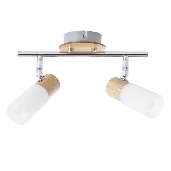 BRILLIANT lampa Babsan spot tub 2-flames trä ljus / vit | 2x C35, E14, 3,5W, lämplig för ljuslampor (ingår inte) | Skala A ++ till E | Svängbara huvud