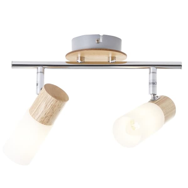 BRILLIANT lampa Babsan spot tub 2-flames trä ljus / vit | 2x C35, E14, 3,5W, lämplig för ljuslampor (ingår inte) | Skala A ++ till E | Svängbara huvud