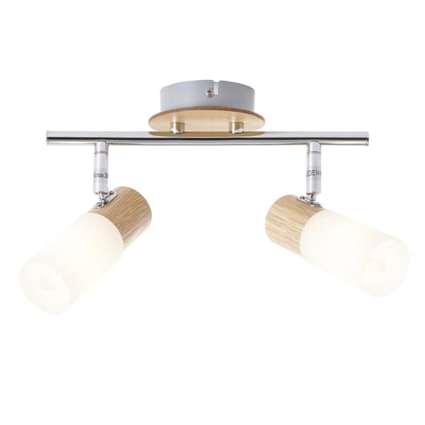 BRILLIANT lampe Babsan spotrør 2-flammer træ lys / hvid | 2x C35, E14, 3,5W, egnet til pærer (medfølger ikke) | Skala A ++ til E | Drejelige hoveder