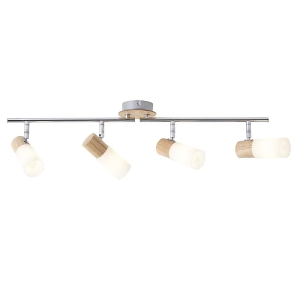 BRILLIANT lampe Babsan spotrør 4-flammer træ lys / hvid | 4x C35, E14, 3,5W, egnet til pærer (medfølger ikke) | Skala A ++ til E | Drejehoveder / rote