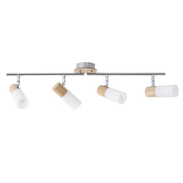 BRILLIANT lampe Babsan spotrør 4-flammer træ lys / hvid | 4x C35, E14, 3,5W, egnet til pærer (medfølger ikke) | Skala A ++ til E | Drejehoveder / rote