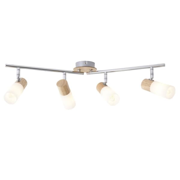 BRILLIANT lampe Babsan spotrør 4-flammer træ lys / hvid | 4x C35, E14, 3,5W, egnet til pærer (medfølger ikke) | Skala A ++ til E | Drejehoveder / rote