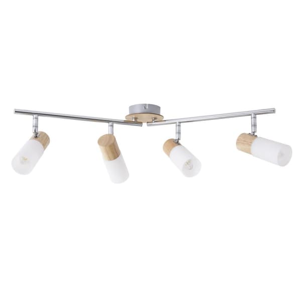 BRILLIANT lampe Babsan spotrør 4-flammer træ lys / hvid | 4x C35, E14, 3,5W, egnet til pærer (medfølger ikke) | Skala A ++ til E | Drejehoveder / rote