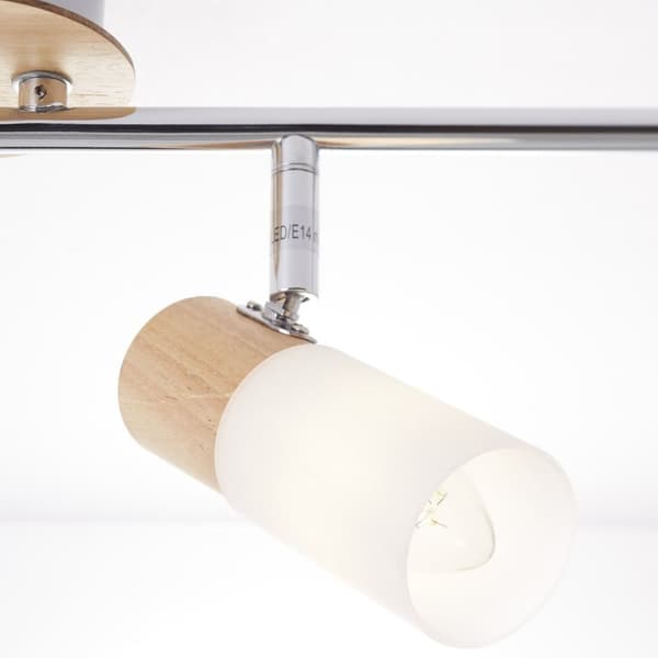 BRILLIANT lampe Babsan spotrør 4-flammer træ lys / hvid | 4x C35, E14, 3,5W, egnet til pærer (medfølger ikke) | Skala A ++ til E | Drejehoveder / rote