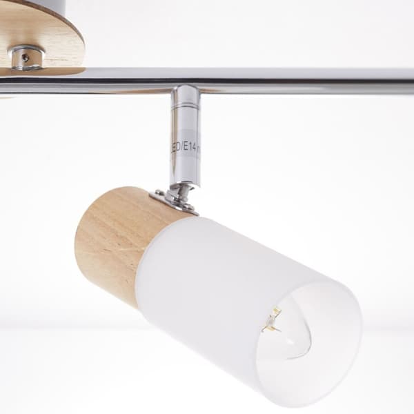 BRILLIANT lampe Babsan spotrør 4-flammer træ lys / hvid | 4x C35, E14, 3,5W, egnet til pærer (medfølger ikke) | Skala A ++ til E | Drejehoveder / rote