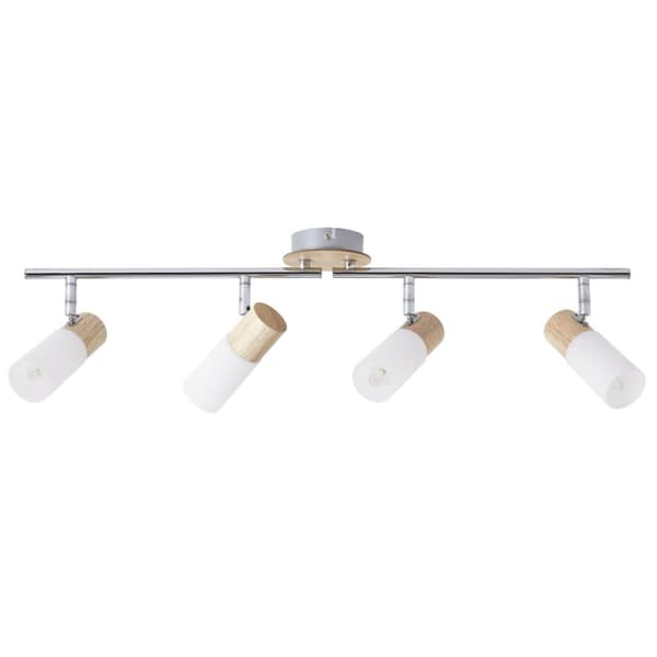 BRILLIANT lampe Babsan spotrør 4-flammer træ lys / hvid | 4x C35, E14, 3,5W, egnet til pærer (medfølger ikke) | Skala A ++ til E | Drejehoveder / rote