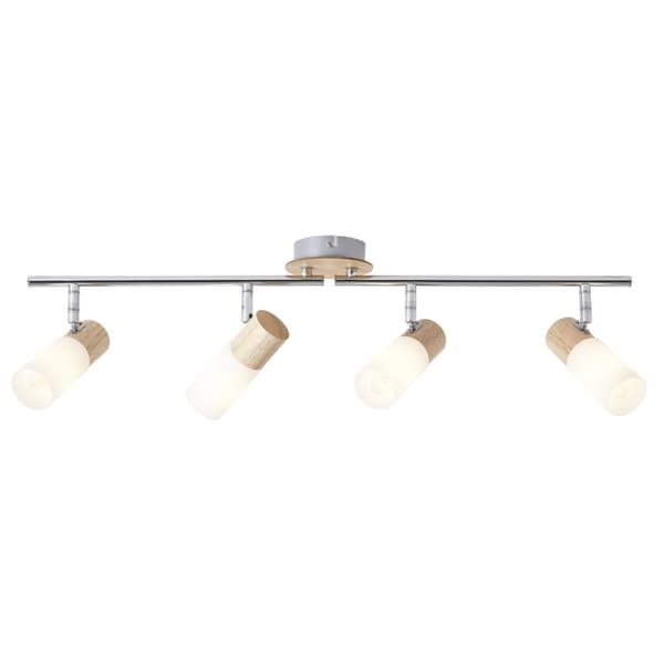BRILLIANT lampe Babsan spotrør 4-flammer træ lys / hvid | 4x C35, E14, 3,5W, egnet til pærer (medfølger ikke) | Skala A ++ til E | Drejehoveder / rote