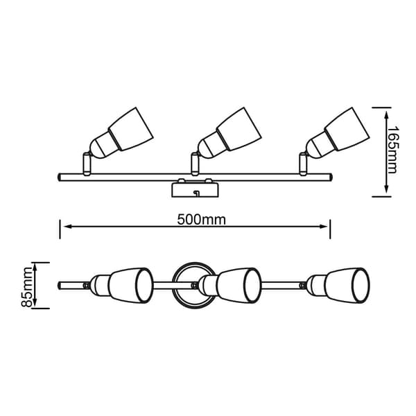 BRILLIANT lampe Sofia spotrør 3-flammer jern / krom / hvid | 3x D45, E14, 40W, velegnet til dryplamper (medfølger ikke) | Skala A ++ til E | Drejelige