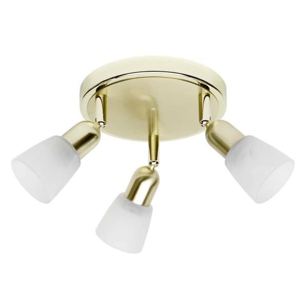 BRILLIANT lampa Sofia rund spotlight 3-flames mässing / vit-alabaster | 3x D45, E14, 40W, lämplig för dropplampor (ingår ej) | Skala A ++ till E | Svä