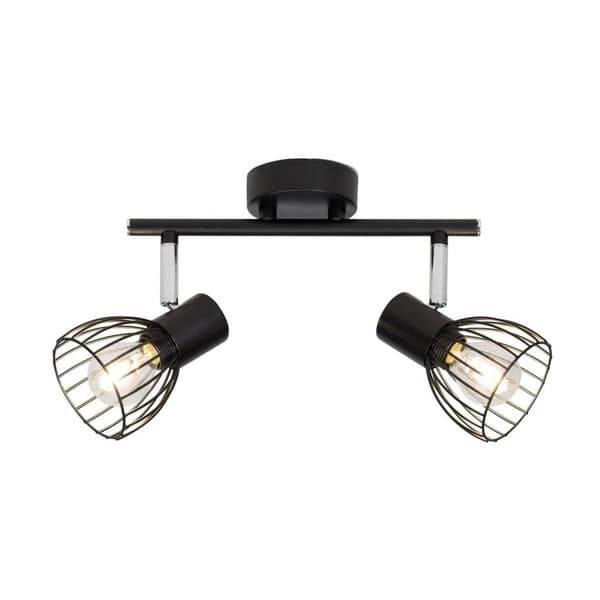 BRILLIANT lamppu Blacky spot tub 2-liekkinen musta | 2x D45, E14, 40W, sopii tippalampuille (ei sisälly) | Asteikko A ++ E | Sopii LED-lamppuihin