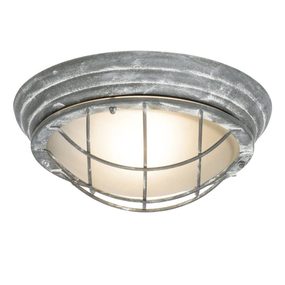BRILLIANT lampa Olena utomhusvägg och taklampa 28cm grå betong / vit | 1x A60, E27, 46W, lämplig för normala lampor (ingår inte) | Skala A ++ till E |