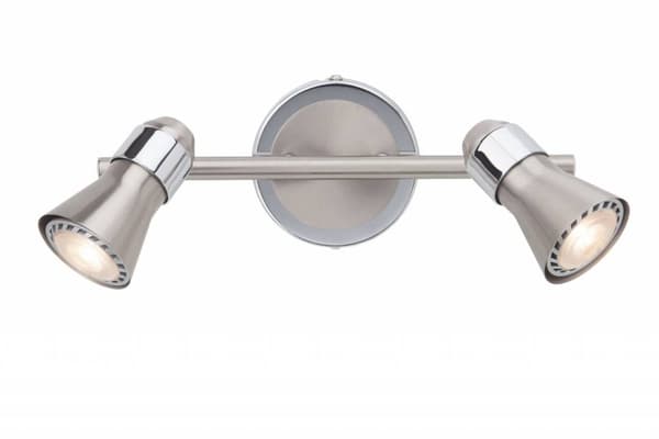 BRILLIANT lampa Sanny LED spotrör 2-flammar järn / krom | 2x LED-PAR51, GU10, 3W LED-reflektorlampor ingår, (250lm, 3000K) | Skala A ++ till E | Sväng