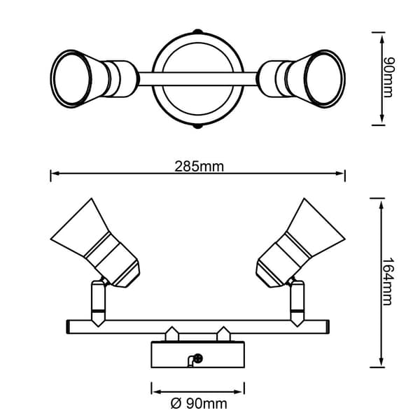 BRILLIANT lampa Jupp LED spotrör 2-flammar krom / svart | 2x LED-PAR51, GU10, 3W LED-reflektorlampor ingår, (250lm, 3000K) | Skala A ++ till E | Sväng
