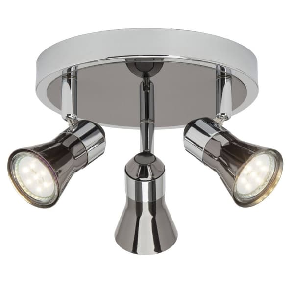BRILLIANT lampe Jupp LED rund spotlight 3-flammer krom / sort | 3x LED-PAR51, GU10, 3W LED-reflektorlamper inkluderet, (250lm, 3000K) | Skala A ++ til