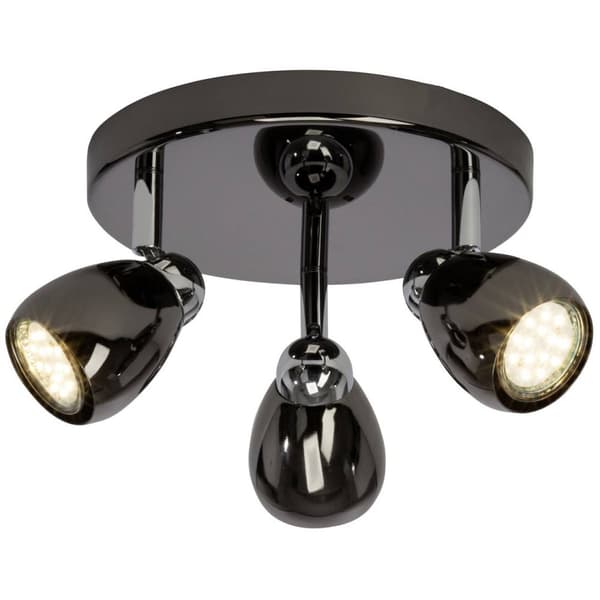 BRILLIANT lampe Milano LED rund spotlight 3-flammer krom / sort krom | 3x LED-PAR51, GU10, 3W LED-reflektorlamper inkluderet, (250lm, 3000K) | Skala A