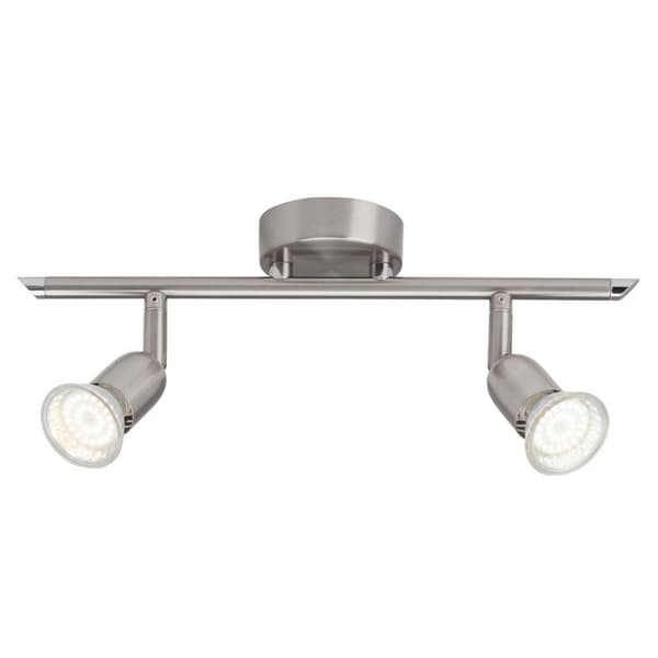 BRILLIANT lampe Loona LED spotlight 2-flamme jern | 2x LED-PAR51, GU10, 3W LED-reflektorlamper inkluderet, (250lm, 3000K) | Skala A ++ til E | Drejeli Nikkel