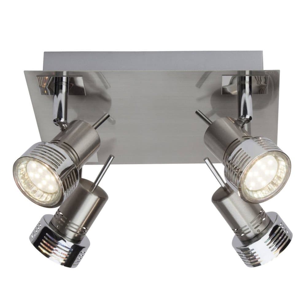 BRILLIANT lampa Kassandra LED-spotplatta 4-lågor järn / krom | 4x LED-PAR51, GU10, 3W LED-reflektorlampor ingår, (250lm, 3000K) | Skala A ++ till E |