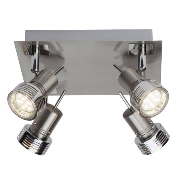 BRILLIANT lampe Kassandra LED spotplade 4-flamme jern / krom | 4x LED-PAR51, GU10, 3W LED-reflektorlamper inkluderet, (250lm, 3000K) | Skala A ++ til