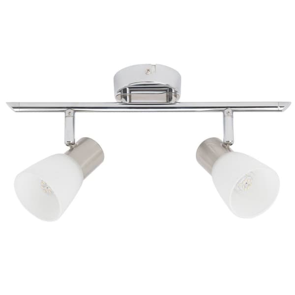 BRILLIANT lamppu Janna LED-kohdevalo 2-liekki rauta / kromi / valkoinen | 2x LED-Z45, E14, 4W LED tippalamppuja mukana, (450lm, 2700K) | Asteikko A ++