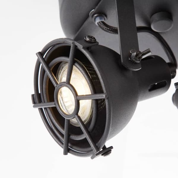 BRILLIANT lampe Jesper LED rund spotlight 2-flammet sort korund | 2x LED-PAR51, GU10, 5W LED-reflektorlamper inkluderet, (380lm, 3000K) | Skala A ++ t