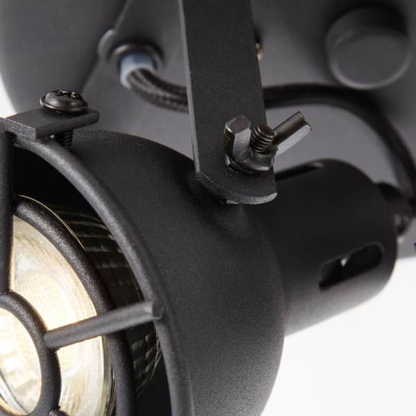BRILLIANT lampe Jesper LED rund spotlight 2-flammet sort korund | 2x LED-PAR51, GU10, 5W LED-reflektorlamper inkluderet, (380lm, 3000K) | Skala A ++ t