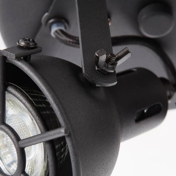 BRILLIANT lampe Jesper LED rund spotlight 2-flammet sort korund | 2x LED-PAR51, GU10, 5W LED-reflektorlamper inkluderet, (380lm, 3000K) | Skala A ++ t