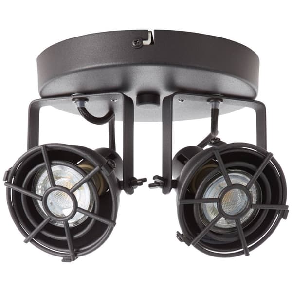 BRILLIANT lampe Jesper LED rund spotlight 2-flammet sort korund | 2x LED-PAR51, GU10, 5W LED-reflektorlamper inkluderet, (380lm, 3000K) | Skala A ++ t