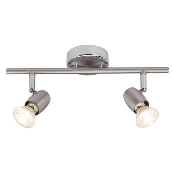 BRILLIANT lampe Wesley LED spotlight 2-flammer jern/krom | 2x LED-PAR51, GU10, 5W LED-reflektorlamper inkluderet, (380lm, 3000K) | Skala A ++ til E |