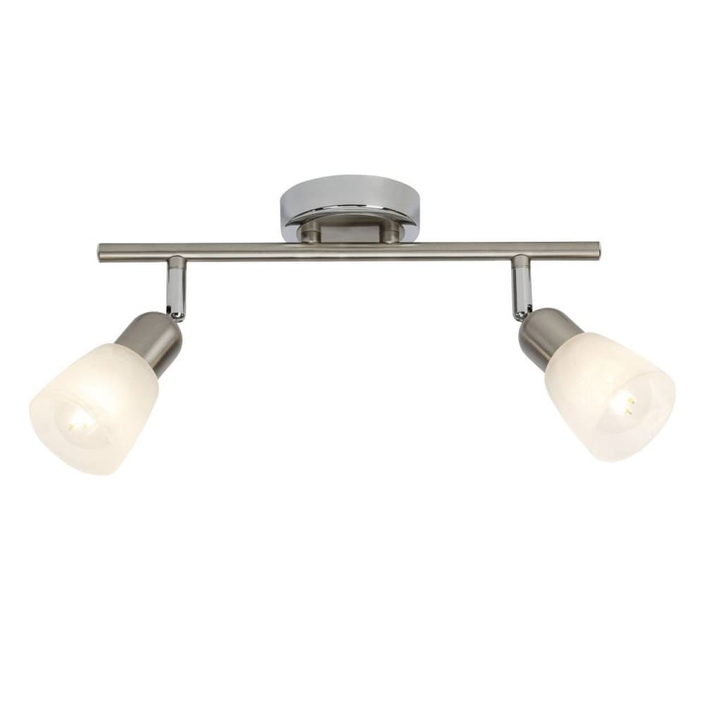 BRILLIANT lampa Bethany LED-spotrör 2-flammar järn / krom / vit-alabaster | 2x LED-D45, E14, 4W LED dropplampa ingår, (450lm, 2700K) | Skala A ++ till
