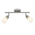 Miniatyrbillede 1 af 2: BRILLIANT lampe Bethany LED spotlight 2-flamme jern / krom / hvid alabast | 2x LED-D45, E14, 4W LED dryplampe inkluderet, (450lm, 2700K) | Skala A ++