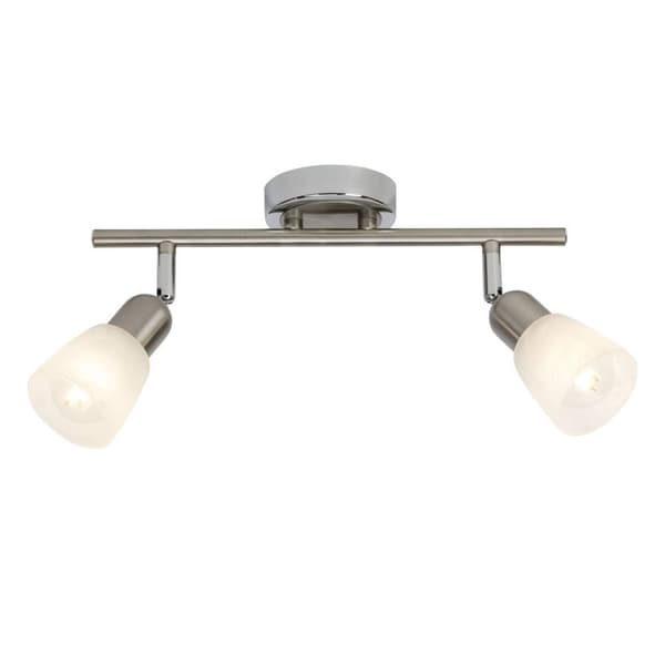 BRILLIANT lampe Bethany LED spotlight 2-flamme jern / krom / hvid alabast | 2x LED-D45, E14, 4W LED dryplampe inkluderet, (450lm, 2700K) | Skala A ++