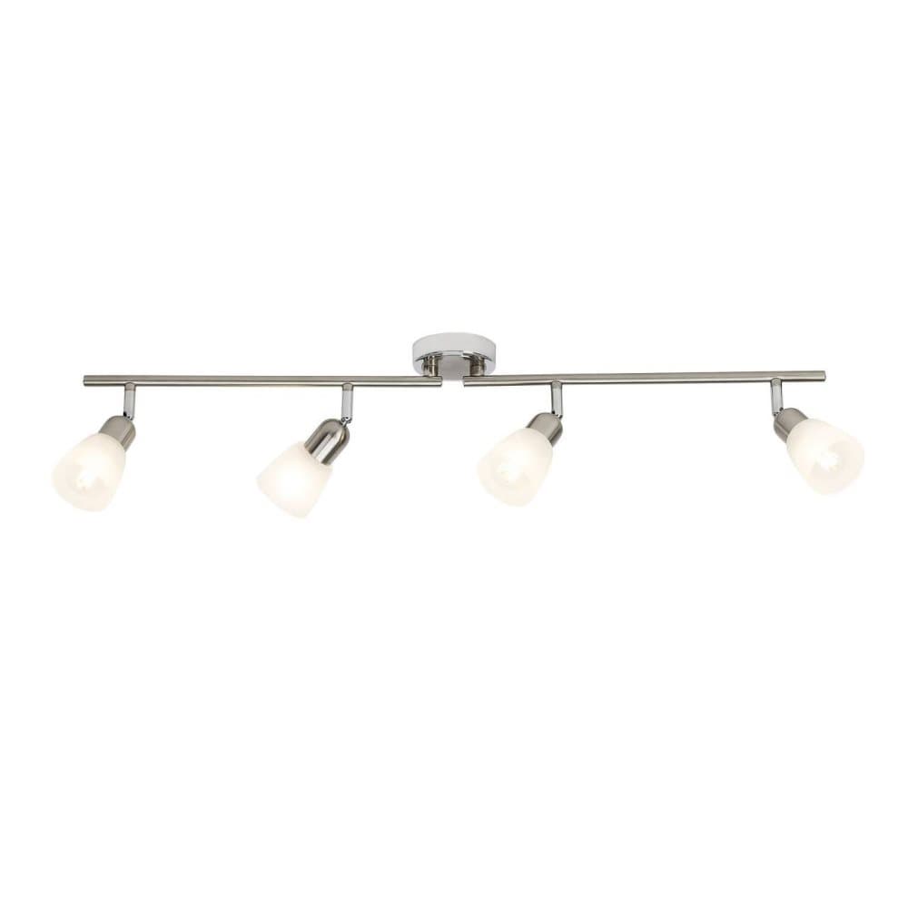 BRILLIANT lampa Bethany LED-spotrör 4-lågor järn / krom / vit-alabaster | 4x LED-D45, E14, 4W LED dropplampa ingår, (450lm, 2700K) | Skala A ++ till E