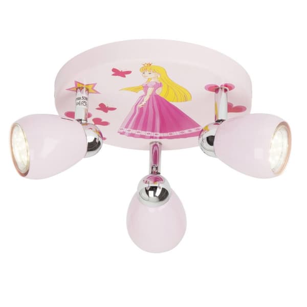 BRILLIANT lampa Princess LED rund spotlight 3-flammar rosa | 3x LED-PAR51, GU10, 3W LED-reflektorlampor ingår, (250lm, 3000K) | Skala A ++ till E | Sv