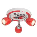 Miniatyrbillede 1 af 2: BRILLIANT lampe Racing LED rund spotlight 3-flammer rød / hvid-sort | 3x LED-PAR51, GU10, 3W LED-reflektorlamper inkluderet, (250lm, 3000K) | Skala A