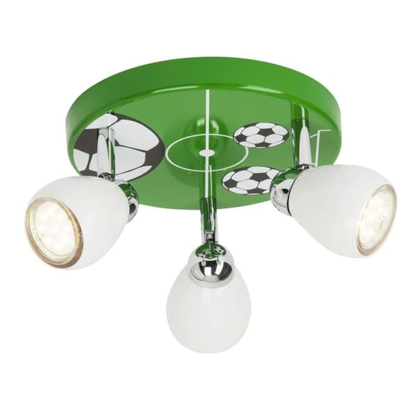 BRILLIANT lampe Fodbold LED rund spotlight 3-flammer hvid / grøn-sort-hvid | 3x LED-PAR51, GU10, 3W LED-reflektorlamper inkluderet, (250lm, 3000K) | S