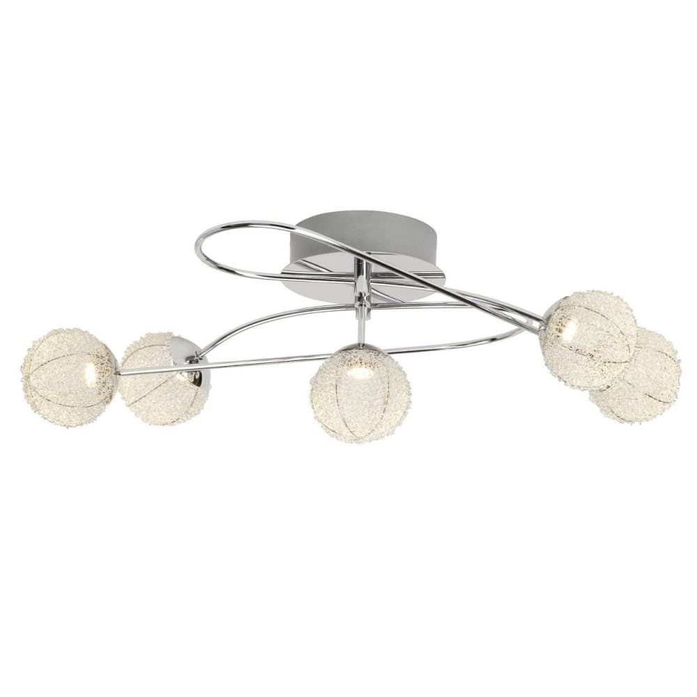 BRILLIANT lampa Dajana LED taklampa 5-flammar krom / alu | 5x 5W LED integrerad, (400lm, 3000K) | Skala A ++ till E | Energibesparande och långvarig t