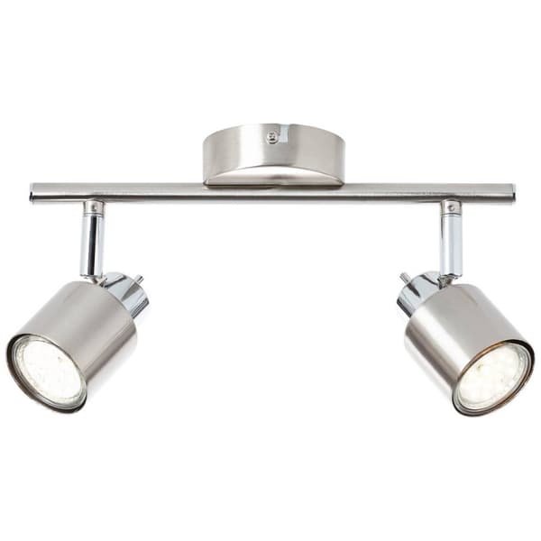BRILLIANT lampe Andres spotlight 2-flammet nikkel / krom | 2x PAR51, GU10, 10W, egnet til reflektorlamper (medfølger ikke) | Skala A ++ til E | Drejel