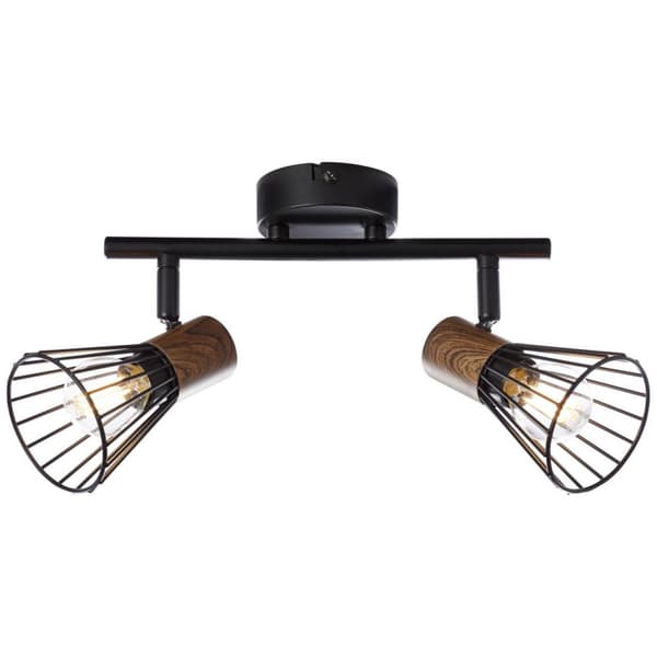 BRILLIANT lampe Manama spotrør 2-flammer træ mørk / sort mat | 2x D45, E14, 18W, velegnet til dryplamper (medfølger ikke) | Skala A ++ til E | Drejeli