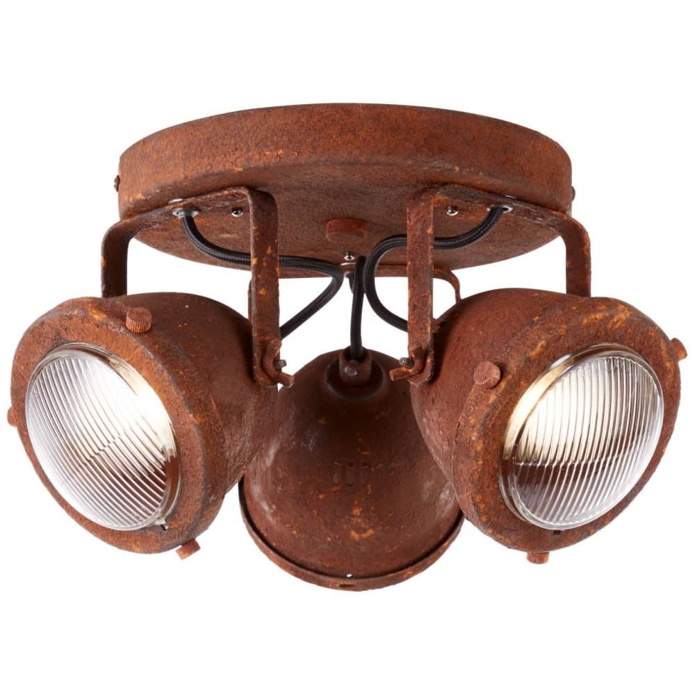 BRILLIANT lampa Carmen LED rund spotlight 3-flammar rostfärgad | 3x LED-PAR51, GU10, 5W LED-reflektor ingår, (380lm, 3000K) | Skala A ++ till E | Svän