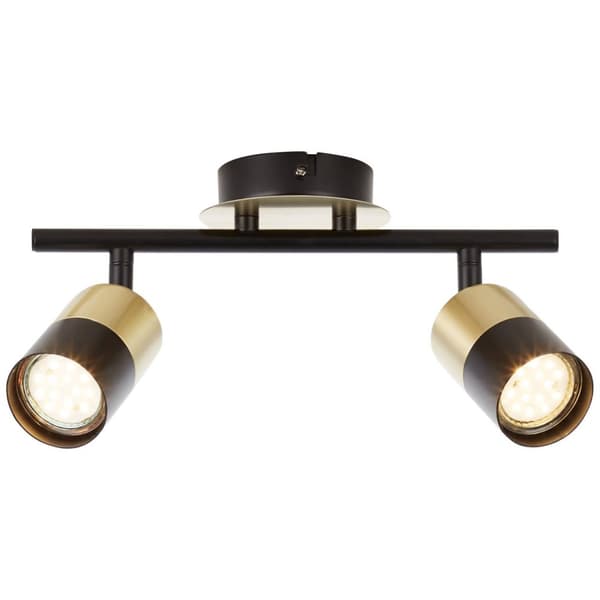 BRILLIANT lampe Maribel spotrør 2-flammer messing børstet / sort | 2x PAR51, GU10, 5W, egnet til reflektorlamper (medfølger ikke) | Skala A ++ til E |