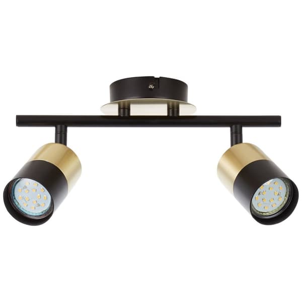 BRILLIANT lampe Maribel spotrør 2-flammer messing børstet / sort | 2x PAR51, GU10, 5W, egnet til reflektorlamper (medfølger ikke) | Skala A ++ til E |