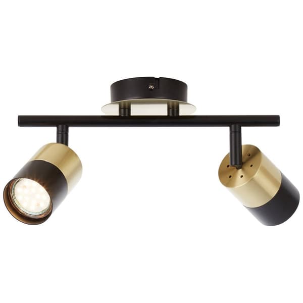 BRILLIANT lampe Maribel spotrør 2-flammer messing børstet / sort | 2x PAR51, GU10, 5W, egnet til reflektorlamper (medfølger ikke) | Skala A ++ til E |