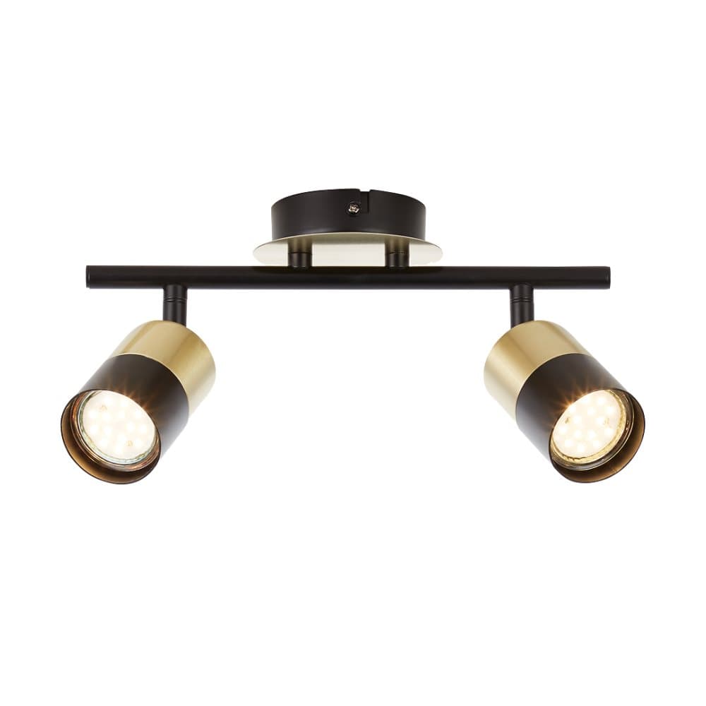 BRILLIANT lampa Maribel spot tub 2-flames mässing borstad / svart | 2x PAR51, GU10, 5W, lämplig för reflektorlampor (ingår ej) | Skala A ++ till E | S